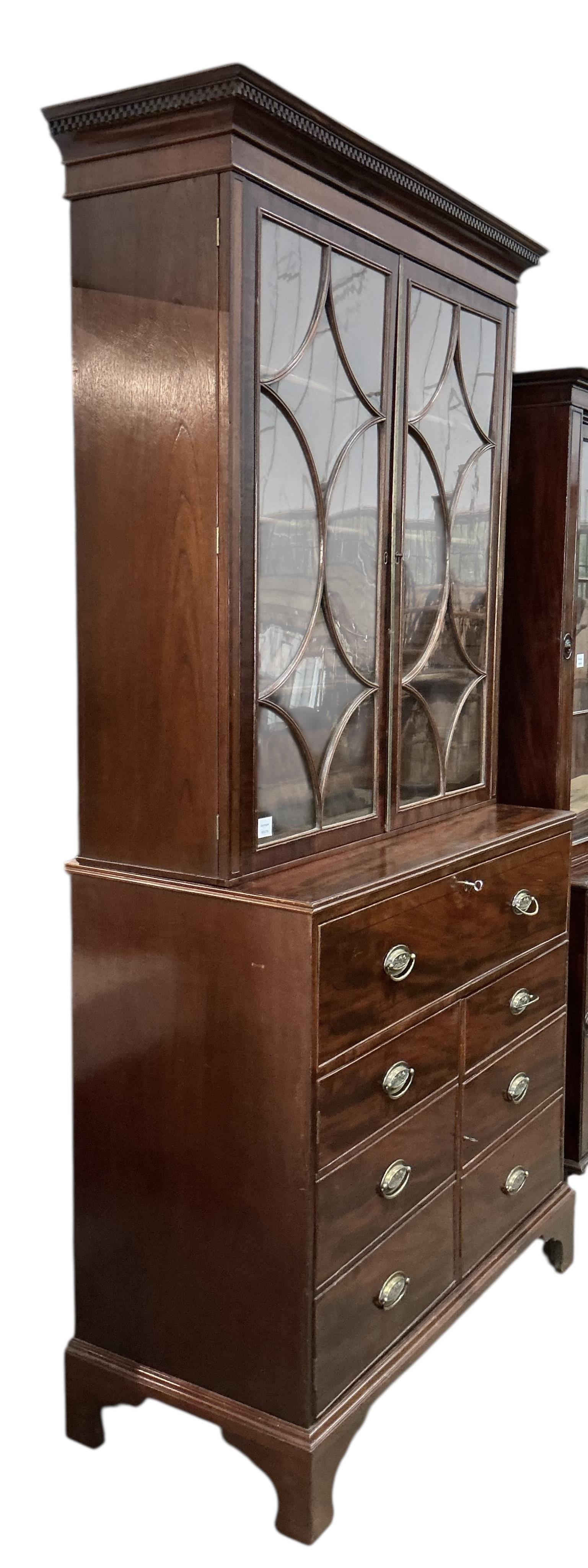 A George III mahogany secretaire bookcase with dummy drawer front, width 116cm, depth 37cm, height 212cm CITES Submission reference 514NUNMK